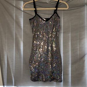 holographic sequin mini dress